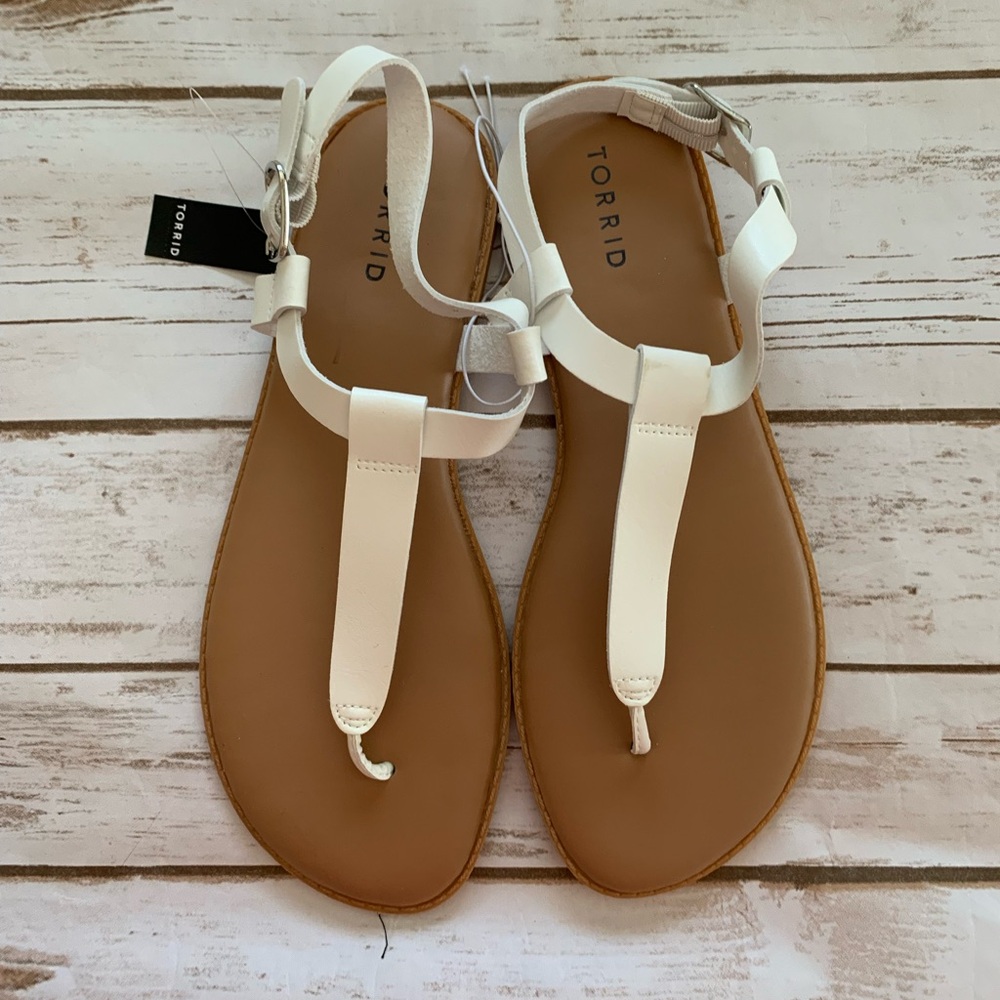 Torrid T- Strappy White Sandals - Size 12WW